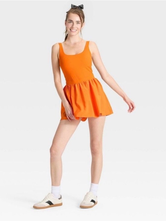 JoyLab Dresses & Skirts - JoyLab Orange Scoop-Neck Mini Skater Dress